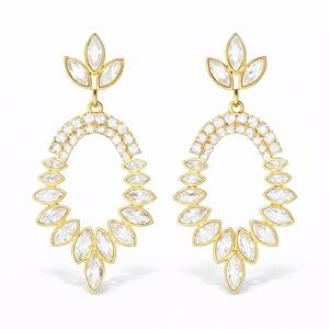 ⚜️ Marquisèe Gold Leaf Earrings With Crystals
